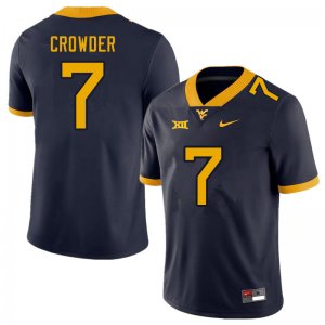 Men's West Virginia Mountaineers NCAA #7 Will Crowder Navy Authentic Nike Stitched College Football Jersey CB15J20OZ